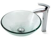 Clear Glass Vessel Sink and Visio Faucet Chrome