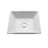 White Square Ceramic Sink with Pop Up Drain Satin Nickel