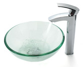 Clear 14 inch Glass Vessel Sink and Visio Faucet Chrome