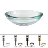 Clear 34mm edge Glass Vessel Sink with PU-MR Gold