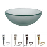 Frosted 14 Inch Glass Vessel Sink with PU-MR Satin Nickel