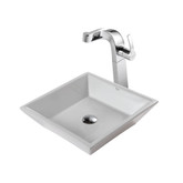 White Square Ceramic Sink and Typhon Faucet Chrome