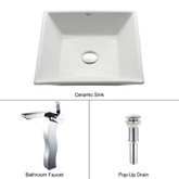 White Square Ceramic Sink and Sonus Faucet Chrome