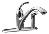 Forté single-control kitchen sink faucet with sidespray in escutcheon and lever handle
