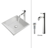 White Square Ceramic Sink and Ramus Faucet Chrome
