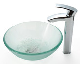 Frosted 14 inch Glass Vessel Sink and Visio Faucet Chrome