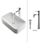 White Rectangular Ceramic Sink and Ramus Faucet Chrome