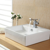 White Square Ceramic Sink and Unicus Basin Faucet Chrome