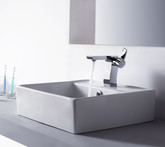 White Square Ceramic Sink and Sonus Basin Faucet Chrome