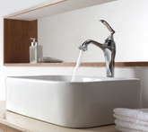 White Rectangular Ceramic Sink and Ventus Faucet Chrome
