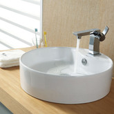 White Round Ceramic Sink and Sonus Basin Faucet Chrome