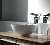 White Round Ceramic Sink and Unicus Faucet Chrome