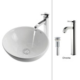 White Round Ceramic Sink and Ramus Faucet Chrome