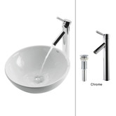 White Round Ceramic Sink and Sheven Faucet Chrome