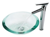Clear 34mm edge Glass Vessel Sink and Decus Faucet Chrome