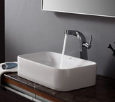 White Rectangular Ceramic Sink and Typhon Faucet Chrome