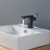 White Square Ceramic Sink and Sonus Basin Faucet Oil Rubbed Bronze