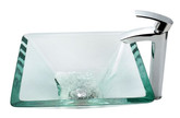 Clear Aquamarine Glass Vessel Sink and Visio Faucet Chrome