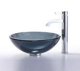 Clear Black Glass Vessel Sink and Ramus Faucet Chrome