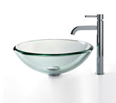 Clear 19mm thick Glass Vessel Sink and Ramus Faucet Chrome