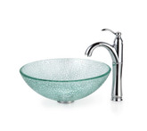 Mosaic Glass Vessel Sink and Riviera Faucet Chrome