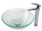 Mosaic Glass Vessel Sink and Visio Faucet Chrome