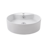 White Round Ceramic Sink and Pop Up Drain with Overflow Chrome