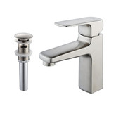 Virtus Single Lever Basin Faucet and Pop Up Drain with Overflow Brushed Nickel
