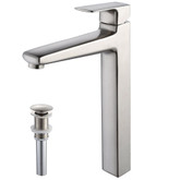 Virtus Single Lever Vessel Faucet with Pop Up Drain Brushed Nickel