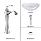 Crystal Clear Glass Vessel Sink and Ventus Faucet Chrome