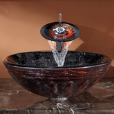 Magma Glass Vessel Sink and Waterfall Faucet Chrome