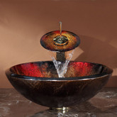Mercury Glass Vessel Sink and Waterfall Faucet Gold
