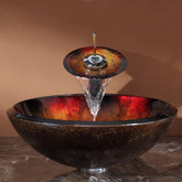 Mercury Glass Vessel Sink and Waterfall Faucet Chrome