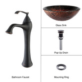 Lava Glass Vessel Sink and Ventus Faucet Oil Rubbed Bronze