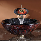 Magma Glass Vessel Sink and Waterfall Faucet Gold