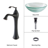 Mosaic Glass Vessel Sink and Ventus Faucet Oil Rubbed Bronze