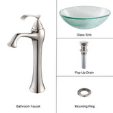 Mosaic Glass Vessel Sink and Ventus Faucet Brushed Nickel