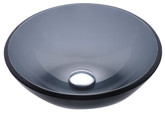 Clear Black 14 Inch Glass Vessel Sink with PU-MR Satin Nickel