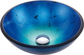 Irruption Blue Glass Vessel Sink with PU-MR Satin Nickel
