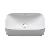 White Rectangular Ceramic Sink with Pop Up Drain Satin Nickel