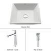 White Square Ceramic Sink and Decorum Faucet Chrome