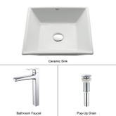 White Square Ceramic Sink and Virtus Faucet Chrome