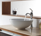 White Round Ceramic Sink and Ventus Faucet Chrome