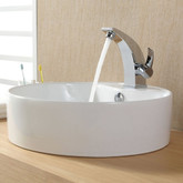 White Round Ceramic Sink and Illusio Basin Faucet Chrome