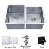 32 Inch Undermount 50/50 Double Bowl 16 gauge Stainless Steel Kitchen Sink