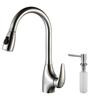 Single Lever Stainless Steel Pull Out Kitchen Faucet and Soap Dispenser