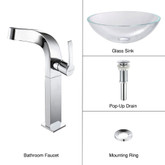 Crystal Clear Glass Vessel Sink and Typhon Faucet Chrome