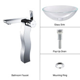Crystal Clear Glass Vessel Sink and Sonus Faucet Chrome