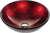 Irruption Red Glass Vessel Sink with PU-MR Satin Nickel