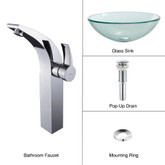 Clear Glass Vessel Sink and Illusion Faucet Chrome